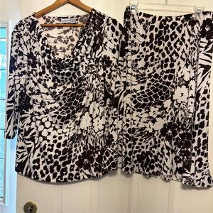 Chico's Brown White Printed Women's Skirt